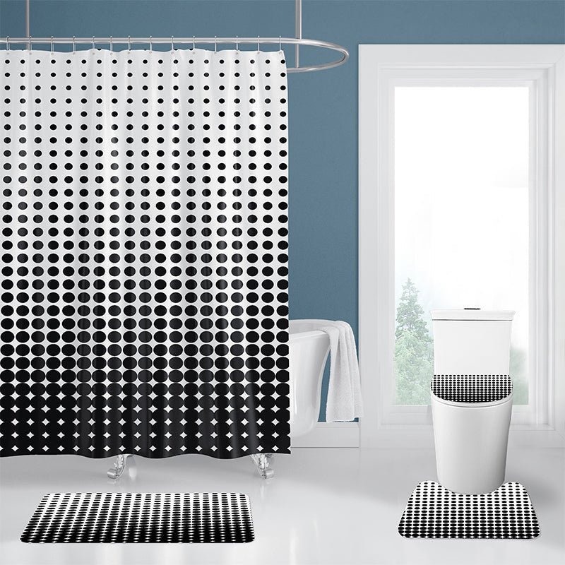 4Pcs set of the waterproof polyester shower curtain and bathroom rug.