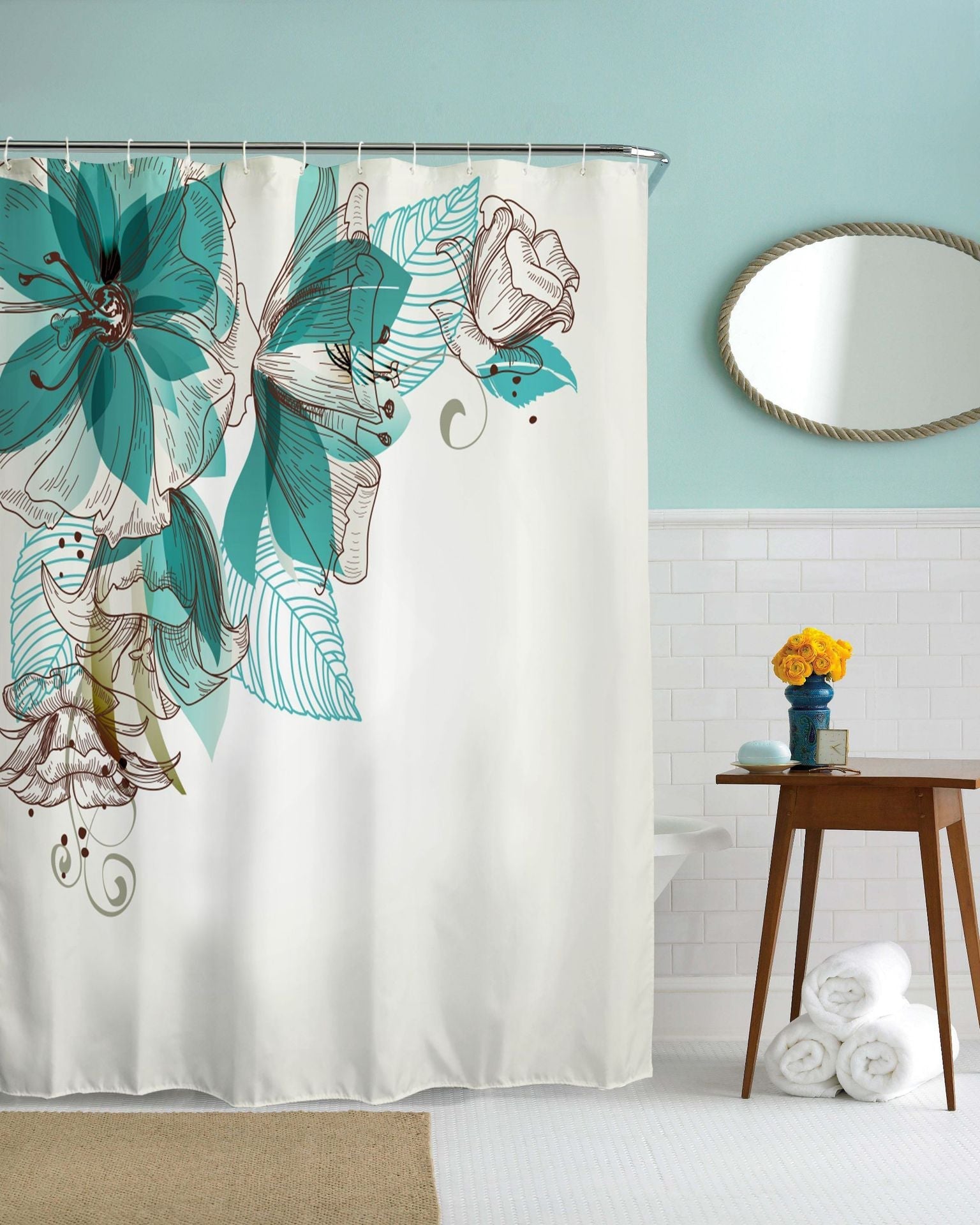 Bring a Touch of Spring to Your Bathroom with Our 3D Digital Printed Shower Curtain.