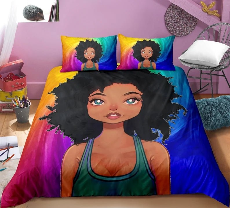 Colourful Afro Girl Duvet Cover Set.