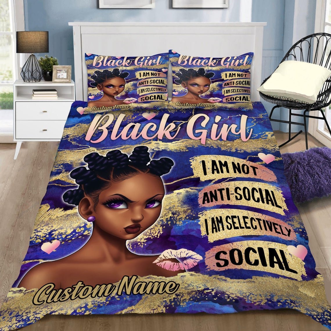 Colourful Afro Girl Duvet Cover Set.