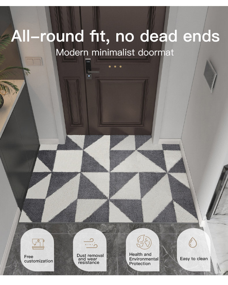 Geometric Pattern Brown and White Rug for Door Mats