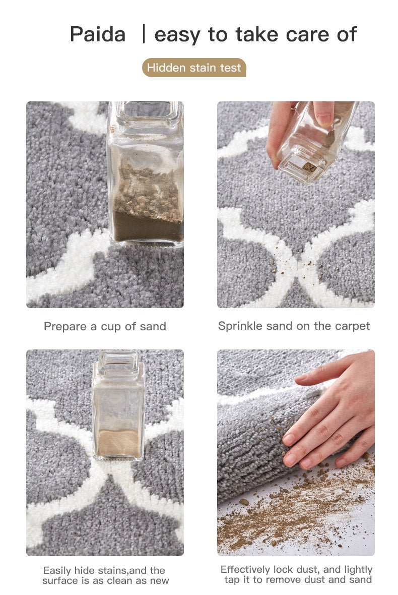 Geometric Pattern Brown and White Rug for Door Mats