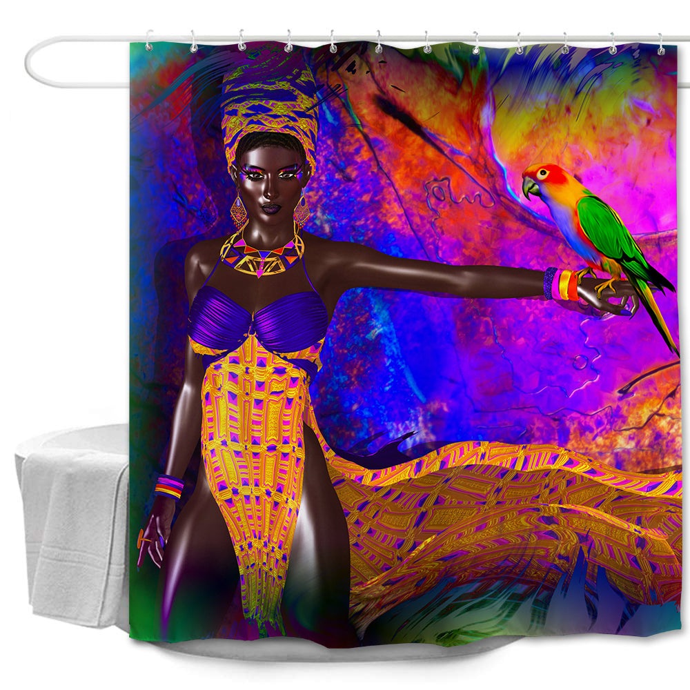 African Black Lady shower curtain - 180x180cm - waterproof polyester
