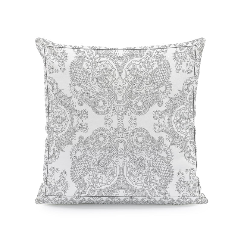 Luxury Nordic Wabi-Sabi Wind Floral Print, 45 x 45 cm Velvet Throw Cushion - Eco Friendly.