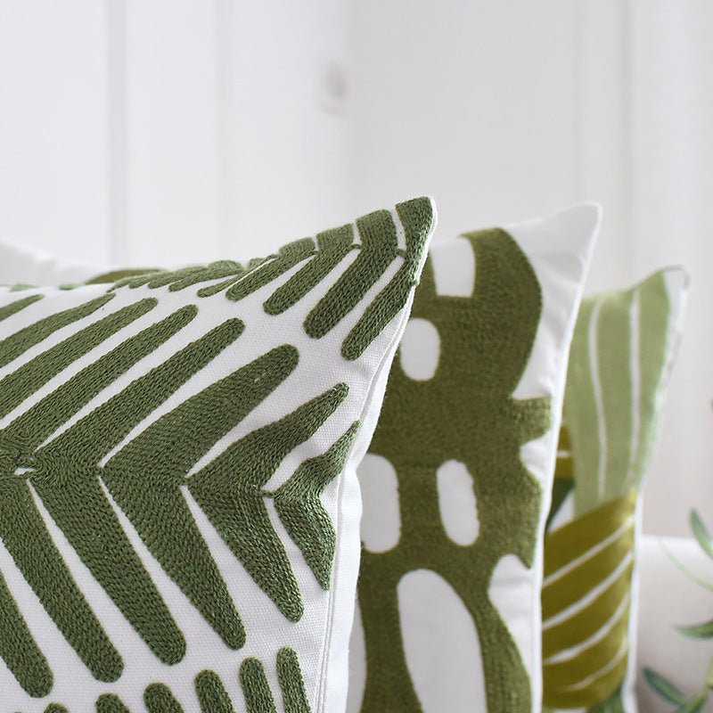 Pastoral Plant Embroidered Cushion Cover - 100% Cotton | MAMOU Home Decor