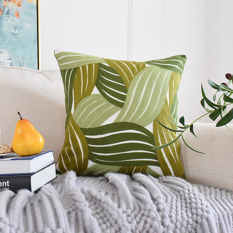 Pastoral Plant Embroidered Cushion Cover - 100% Cotton | MAMOU Home Decor
