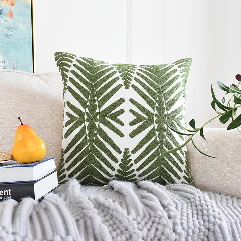 Pastoral Plant Embroidered Cushion Cover - 100% Cotton | MAMOU Home Decor