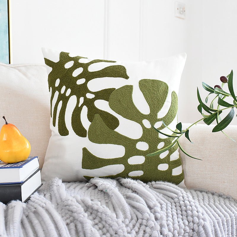 Pastoral Plant Embroidered Cushion Cover - 100% Cotton | MAMOU Home Decor