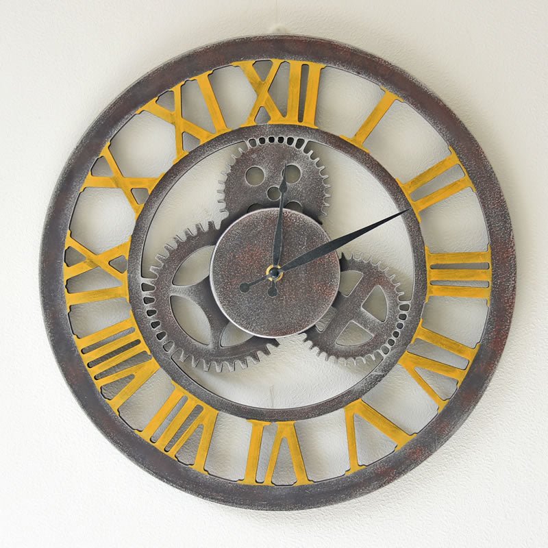 Retro Metal Round Craft Large Wall Clocks - Gear Series 40.6cm