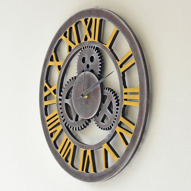 Retro Metal Round Craft Large Wall Clocks - Gear Series 40.6cm