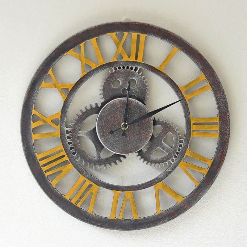 Retro Metal Round Craft Large Wall Clocks - Gear Series 40.6cm