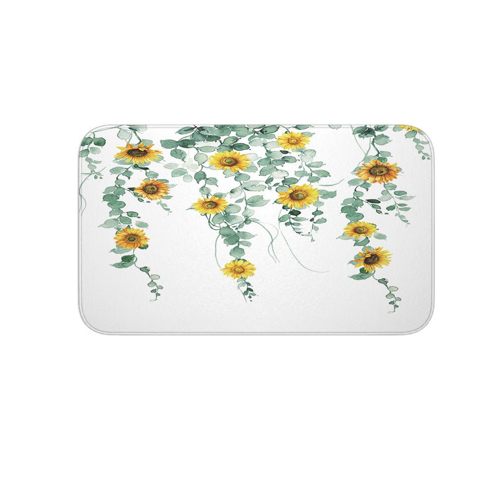 Sun floor Print Bathroom sets with shower curtain and rug sets with mat.