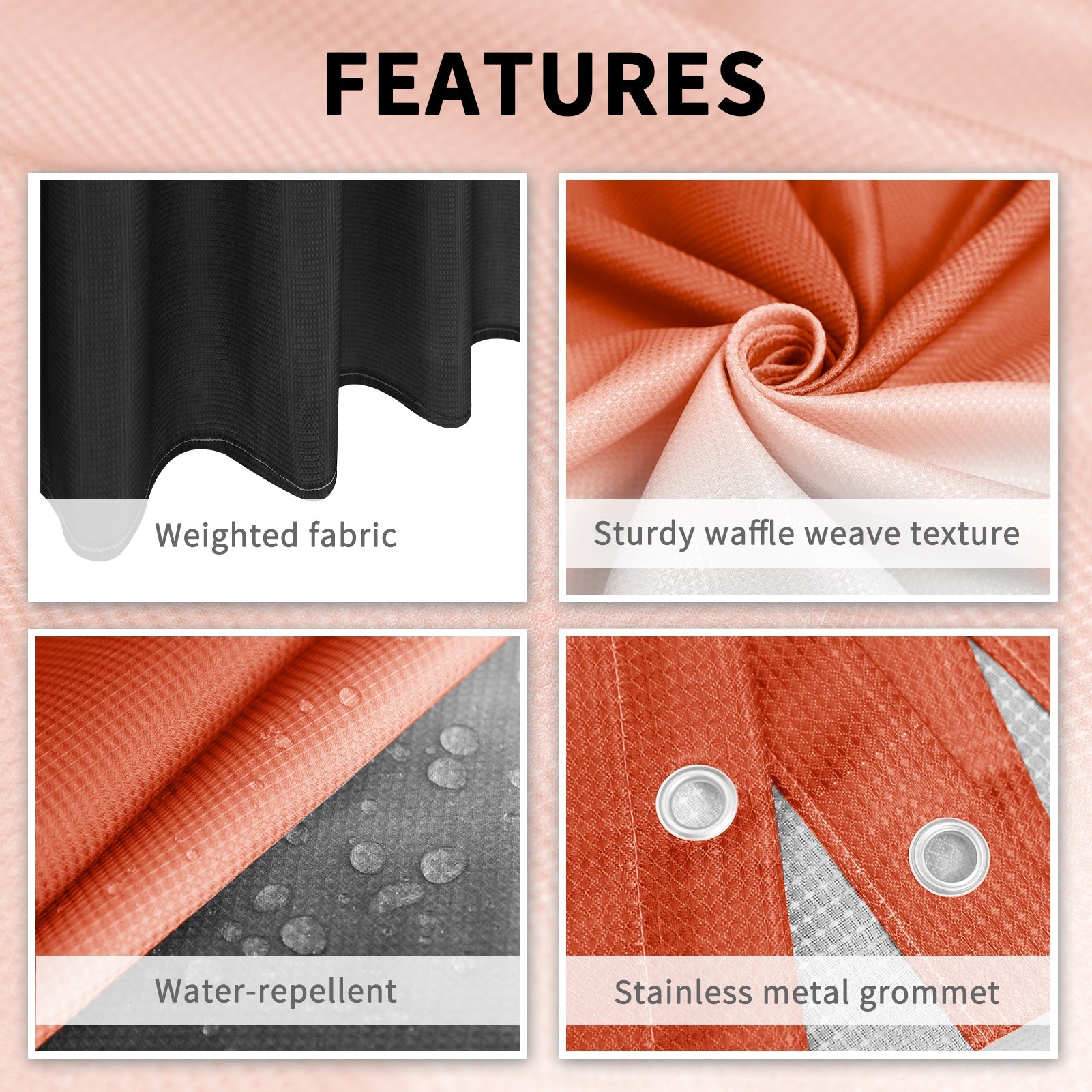 Waffle Weave 3D Digital Printed Waterproof Shower Curtain.