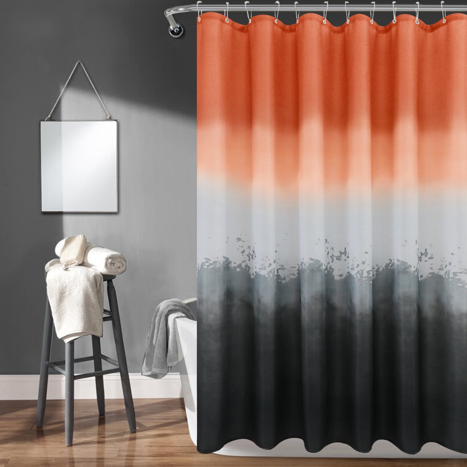 Waffle Weave 3D Digital Printed Waterproof Shower Curtain.