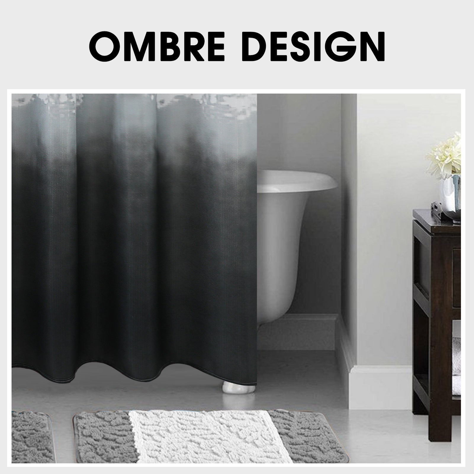 Waffle Weave 3D Digital Printed Waterproof Shower Curtain.